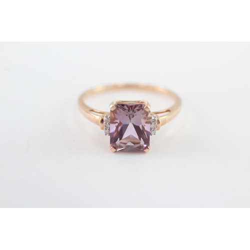 13 - 9ct rose gold ametrine and diamond ring (2g) Size O