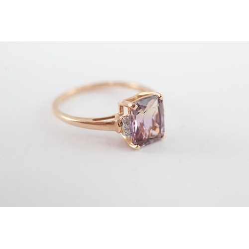 13 - 9ct rose gold ametrine and diamond ring (2g) Size O