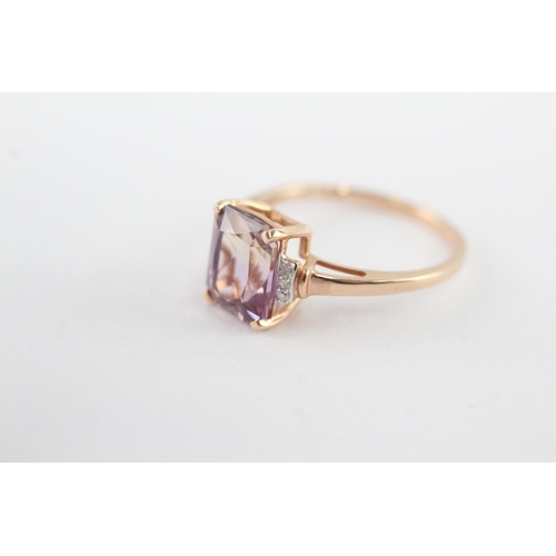 13 - 9ct rose gold ametrine and diamond ring (2g) Size O
