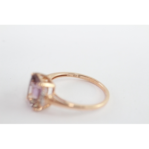13 - 9ct rose gold ametrine and diamond ring (2g) Size O