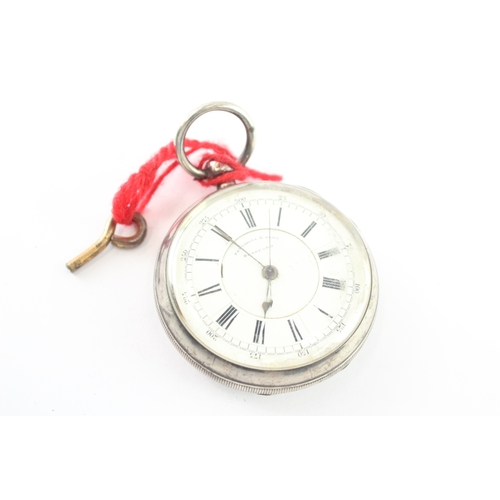 925 Silver Fattorini & Sons Chronograph Pocket Watch Key-Wind WATCH RUNS