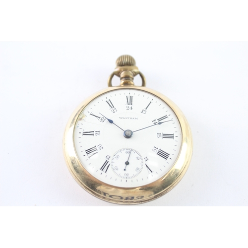 Waltham Rolled Gold Open Face Pocket Watch Hand-Wind WATCH RUNS