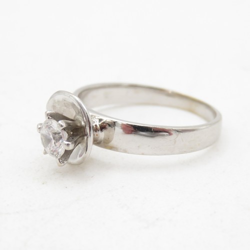 1 - 18ct Gold White Gemstone Collet Set Ring (3g) Size K