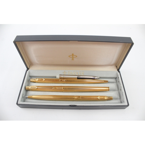 Vintage Parker Classic Gold Plated Fountain Pen Set w/ Gold Plate Nib ...