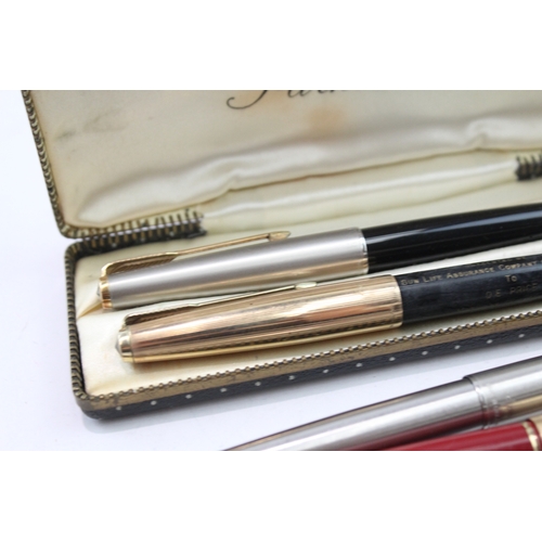 4 x Vintage Parker 61 Fountain Pens 14ct Gold Nibs WRITING Inc Gold ...