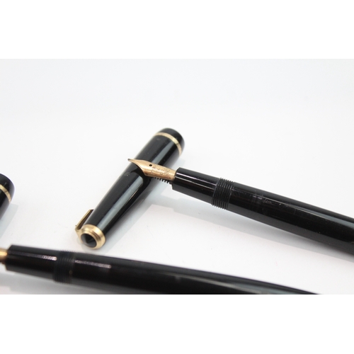 3 x Vintage Parker Victory Fountain Pens 14ct Gold Nibs WRITING