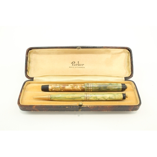 Vintage Parker Lady Duofold Golden Fountain Pen Set w/ 14ct Gold Nib ...