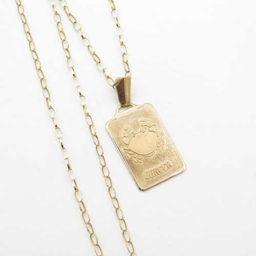 9ct gold cancer star sign pendant on chain (1.3g)