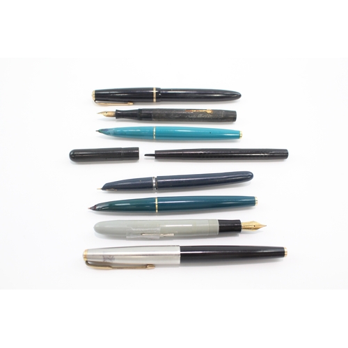 5 x Vintage Fountain Pens 14ct Gold Nibs Inc Parker, Conway Stewart Etc