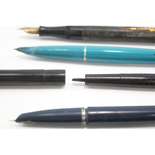 5 x Vintage Fountain Pens 14ct Gold Nibs Inc Parker, Conway Stewart Etc