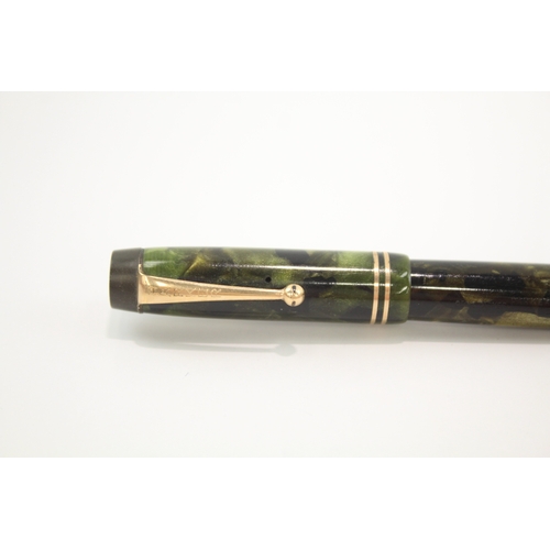 Vintage Parker Duofold Green Fountain Pen w/ 14ct Gold Nib WRITING