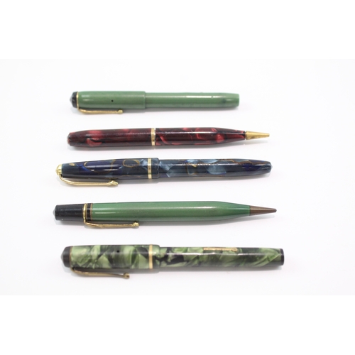5 x Vintage Conway Stewart Dinkie Fountain Pens & Pencils Inc 14ct Gold ...