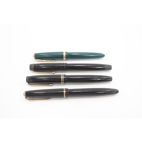 4 x Vintage Parker Duofold & Victory Fountain Pens 14ct Gold Nibs WRITING