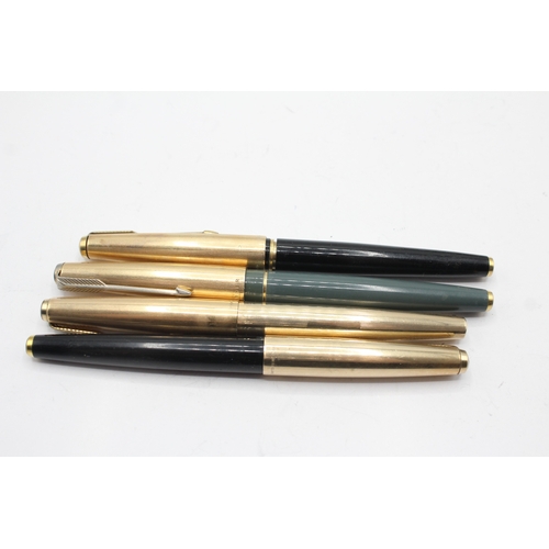 4 x Vintage Parker 61 Fountain Pens 14ct Gold Nibs WRITING Inc Gold ...
