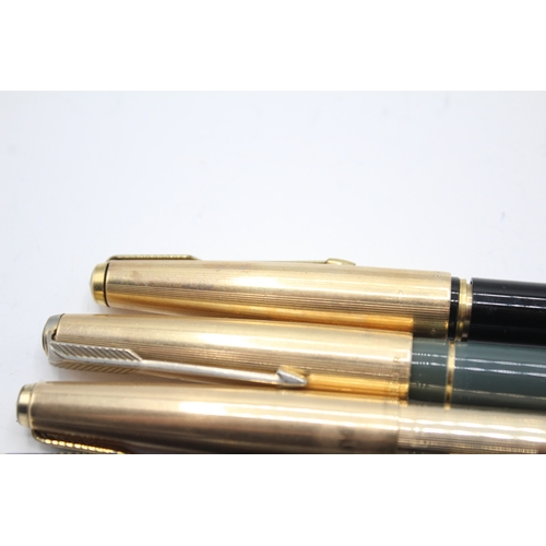 4 x Vintage Parker 61 Fountain Pens 14ct Gold Nibs WRITING Inc Gold ...