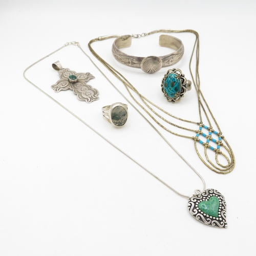 6 x Sterling Silver 925 Native American Jewellery inc Carolyn Pollock (65.6g)