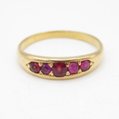 18ct gold ruby five stone ring (2.7g) Size M 1/2