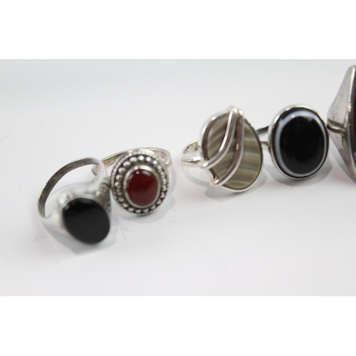 Collection of Sterling Silver Gemstone Rings Inc. Bulls Eye Agate x 8 (49g)