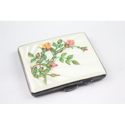 925 Sterling Silver White Guilloche Enamel Cigarette Case 117g