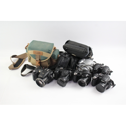 Assorted Fujifilm Digital Bridge Cameras Job Lot w/ Some Cases & Lens ...