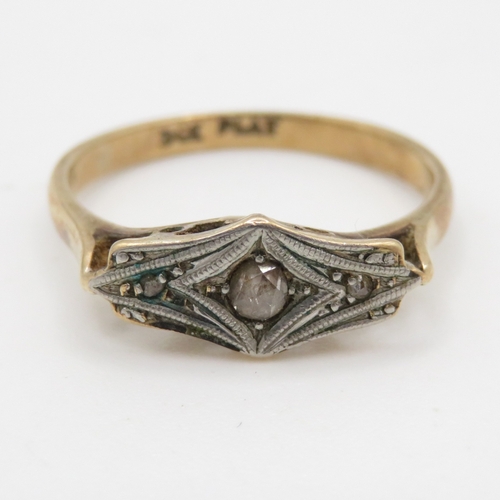 79 - 9ct gold art deco diamond ring (2g) Size N