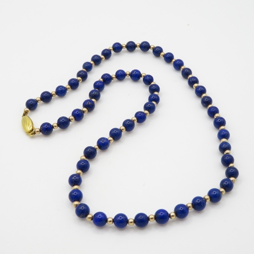 81 - 9ct gold lapis lazuli necklace (20.3g)