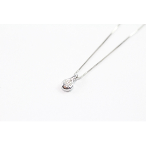 108 - 9ct gold diamond pendant necklace (1.5g)