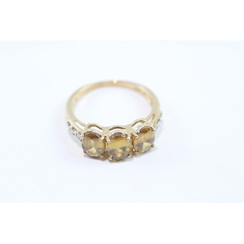 117 - 9ct gold citrine and diamond dress ring (2.4g) Size N 1/2