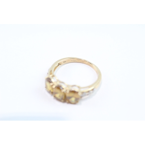117 - 9ct gold citrine and diamond dress ring (2.4g) Size N 1/2
