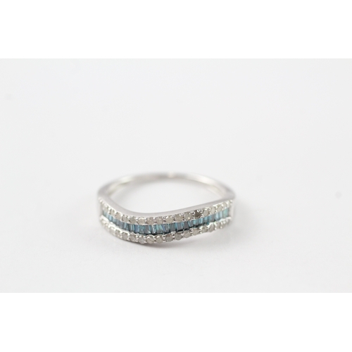76 - 9ct white gold diamond row ring (2.2g) Size P 1/2