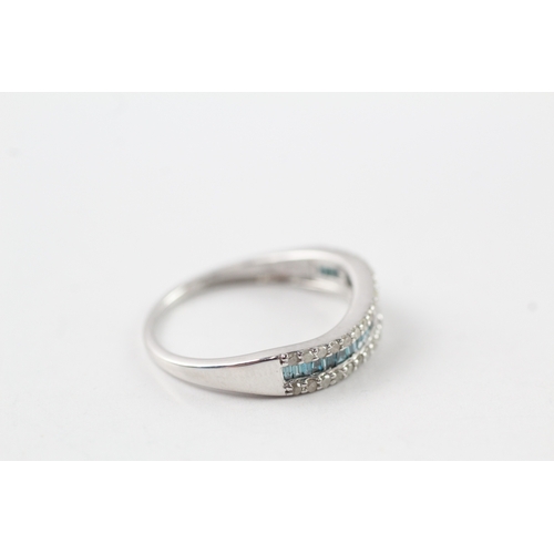 76 - 9ct white gold diamond row ring (2.2g) Size P 1/2
