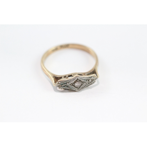 79 - 9ct gold art deco diamond ring (2g) Size N