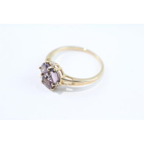 82 - 9ct gold diamond and amethyst dress ring (2.4g) Size Q