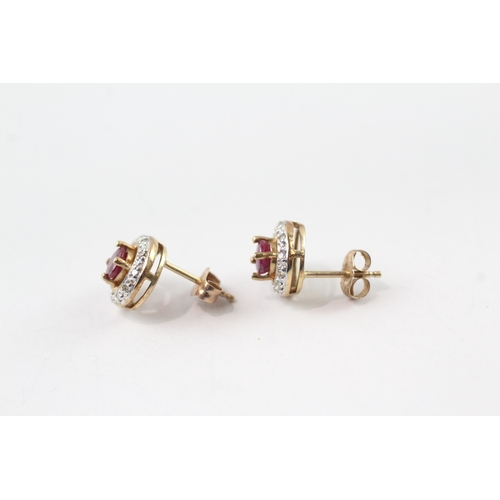 85 - 9ct gold ruby and diamond stud earrings (1.6g)