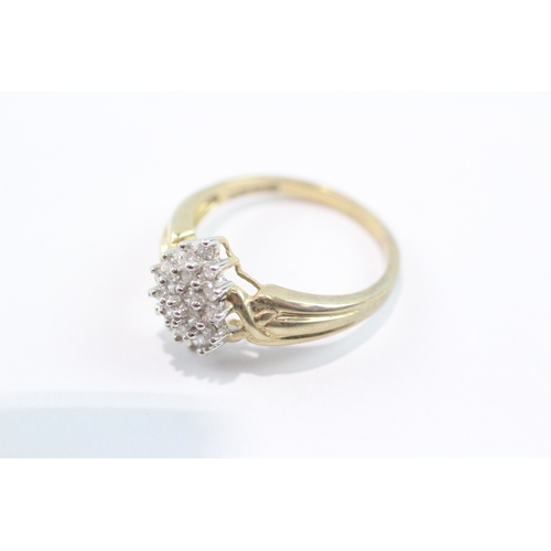 95 - 9ct gold diamond cluster ring (4.1g) Size U