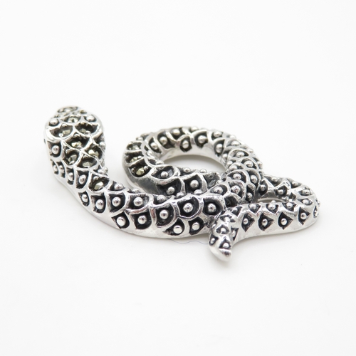 101 - Sterling Silver 925 Snake Pendant with Black Semi Precious Stones (9.2g)