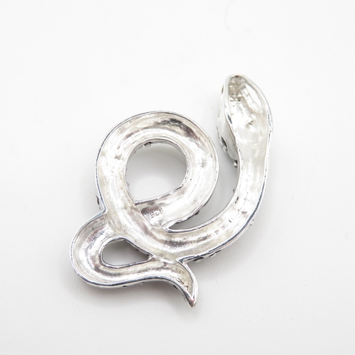 101 - Sterling Silver 925 Snake Pendant with Black Semi Precious Stones (9.2g)