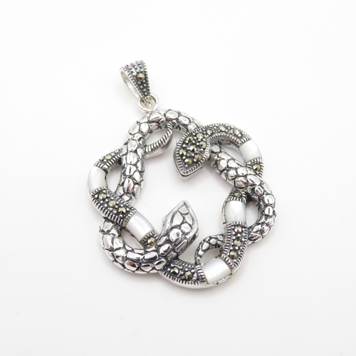 111 - Sterling Silver 925 Snake Pendant with Semi Precious Stones (10.7g)