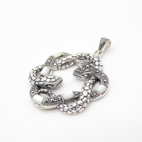 111 - Sterling Silver 925 Snake Pendant with Semi Precious Stones (10.7g)
