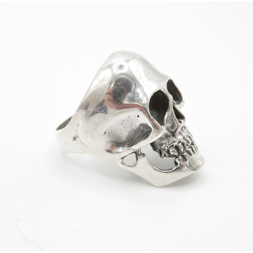 116 - Sterling Silver 925 Skull Ring (15.4g) Size Z +