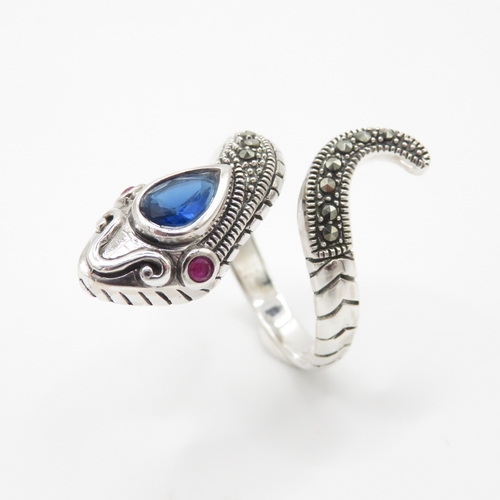 119 - Sterling Silver 925 Snake Pendant with Semi Precious Stones (6.7g)