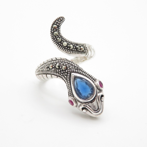 119 - Sterling Silver 925 Snake Pendant with Semi Precious Stones (6.7g)