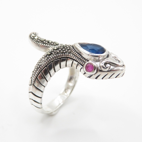 119 - Sterling Silver 925 Snake Pendant with Semi Precious Stones (6.7g)