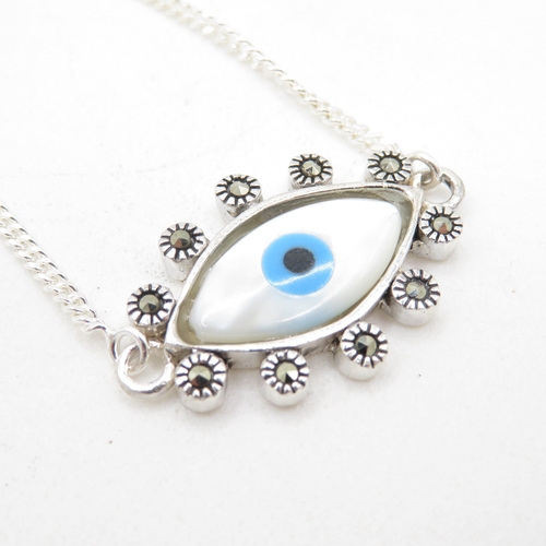 120 - Sterling Silver 925 Evil Eye Pendant and Chain (5.1g)
