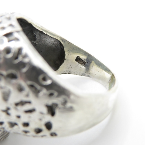123 - Sterling Silver 925 Leopard Head Ring (12.6g) Size T 1/2