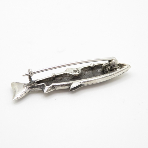 124 - Sterling Silver 925 Salmon Brooch (5.8g)