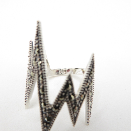 127 - Sterling Silver 925 Zig Zag Ring (4.7g) Size N