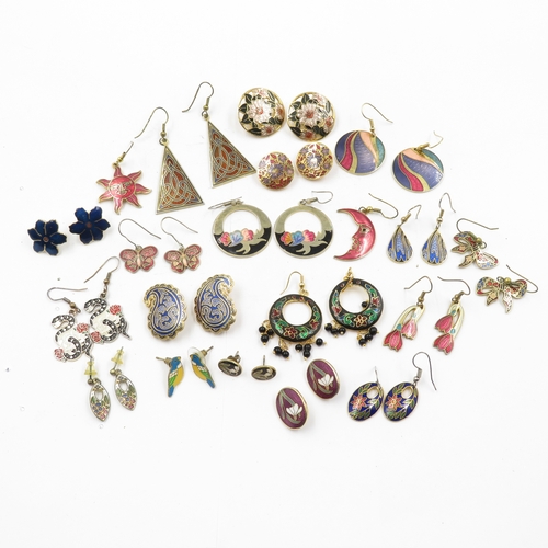 66 - Collection of Enamel earrings 120g