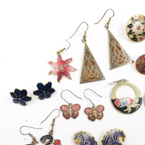66 - Collection of Enamel earrings 120g