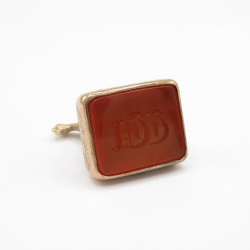 51 - 9ct gold antique carnelian intaglio fob (7.6g)